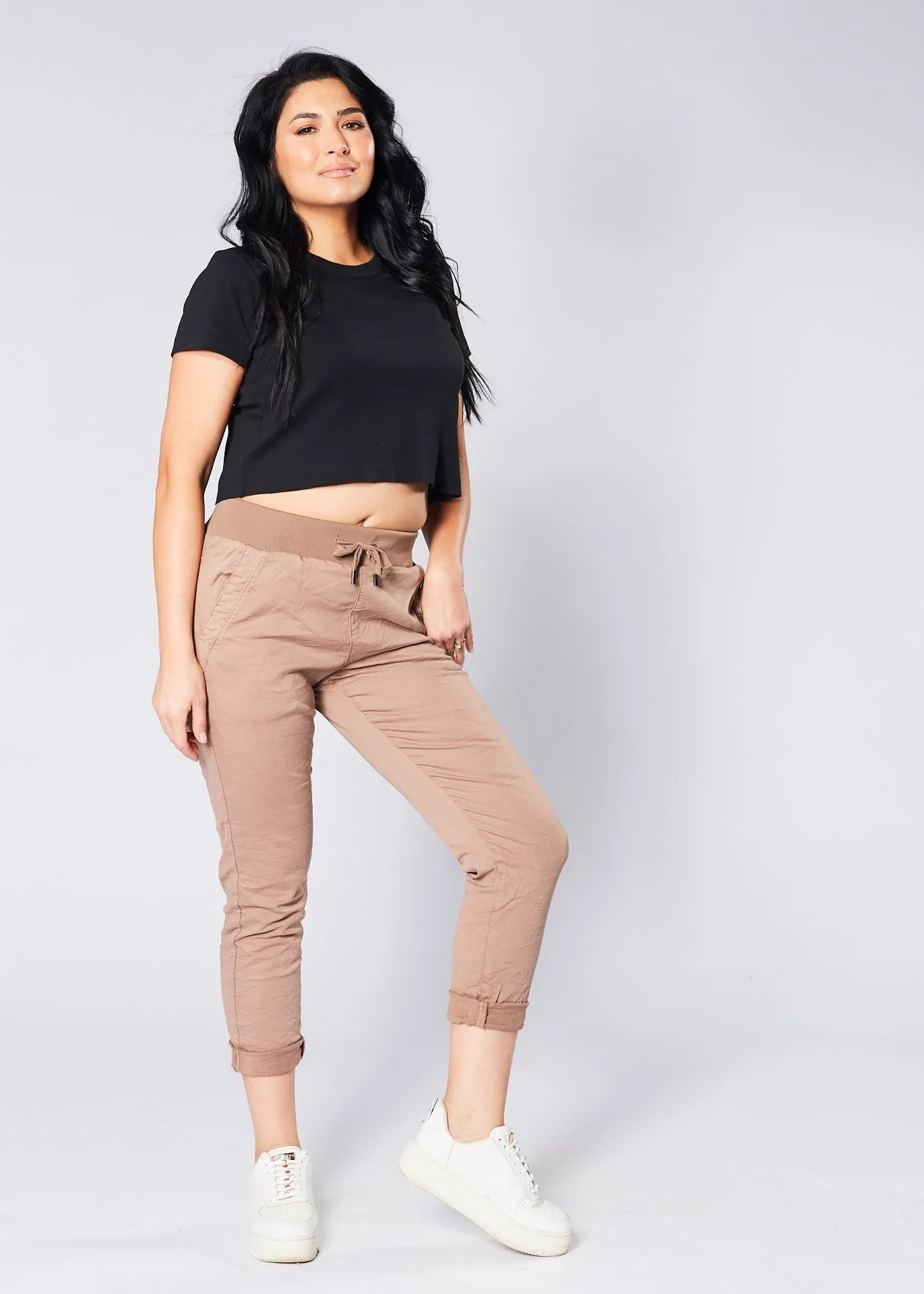 Riley Denim Joggers - Mocha