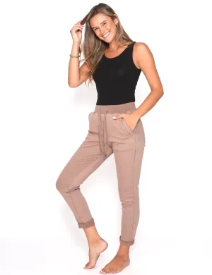 Riley Denim Joggers - Mocha