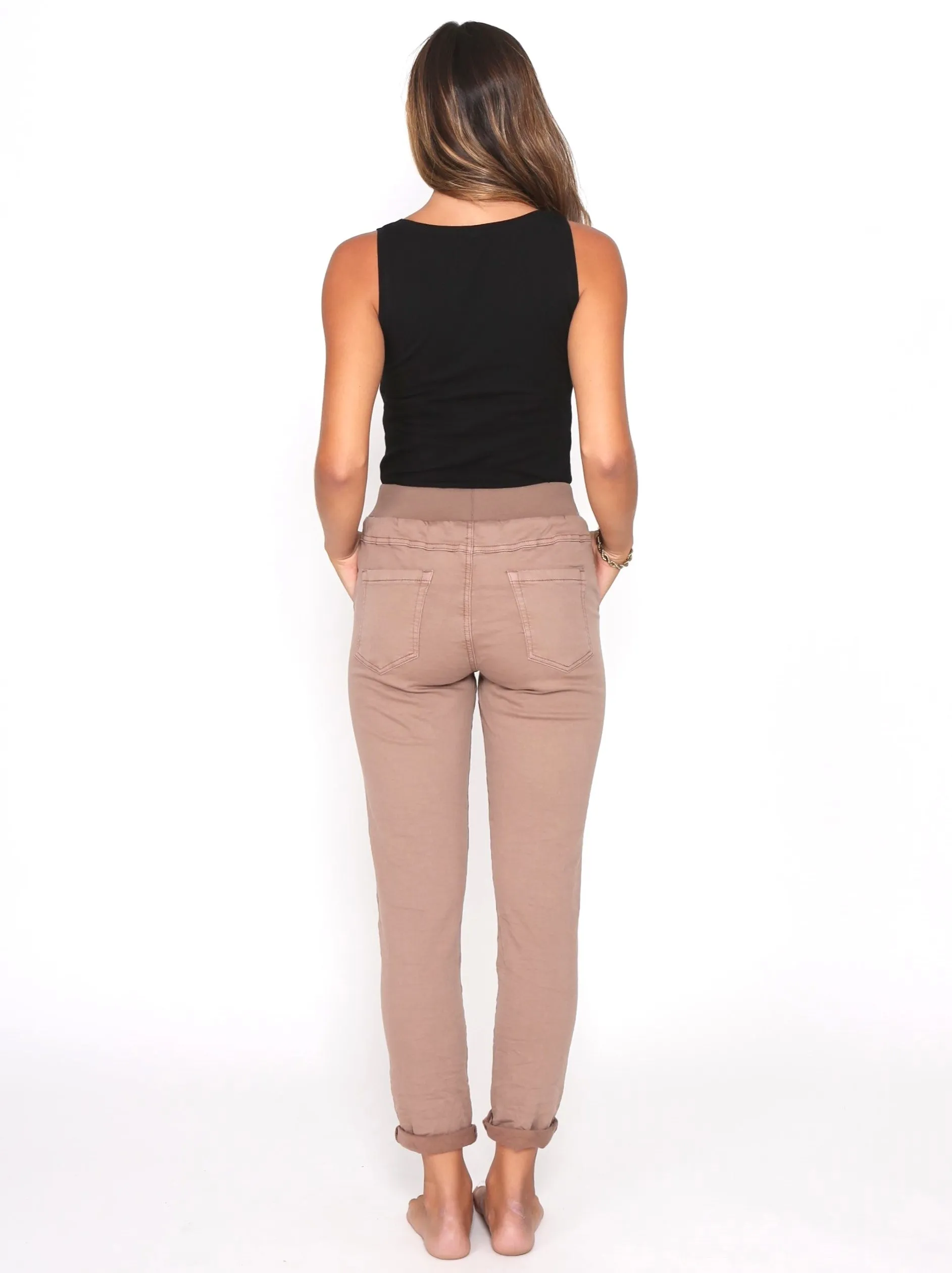 Riley Denim Joggers - Mocha