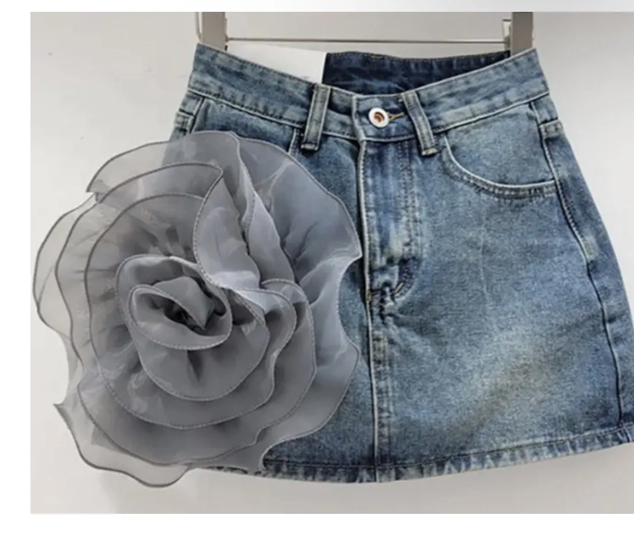 Rose Denim Skirt