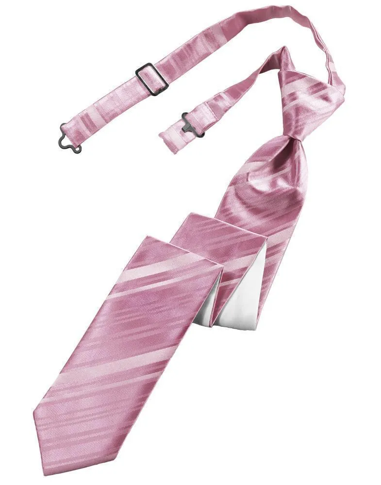 Rose Petal Striped Satin Skinny Necktie