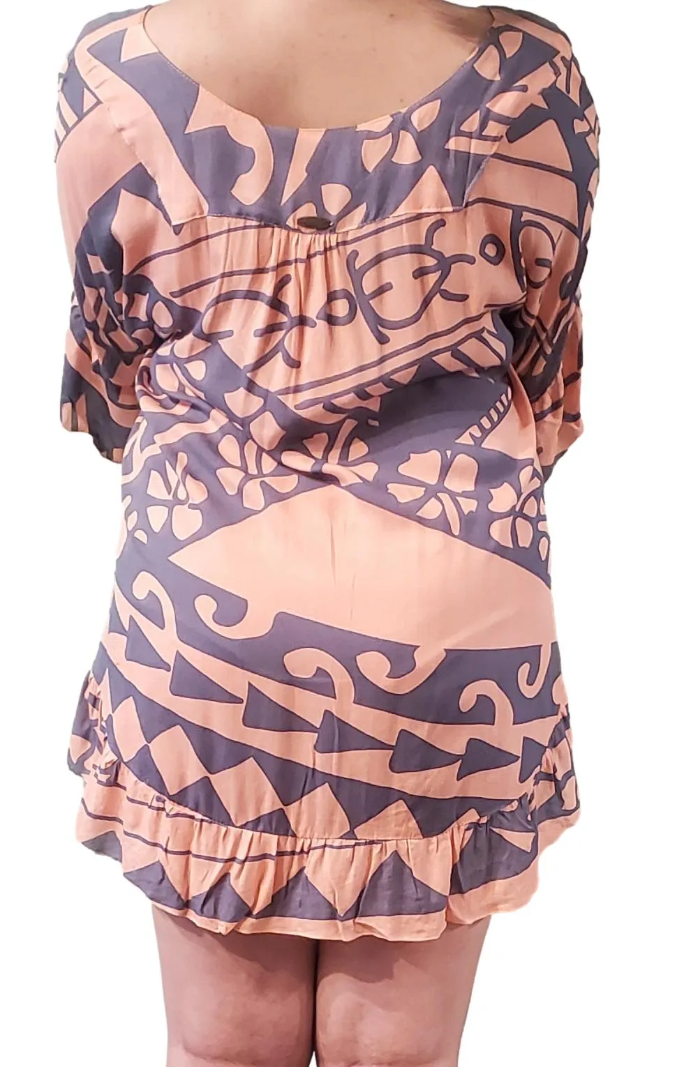 Ruffle Cover Up - Holoholo - Peach Pink and Bluestone