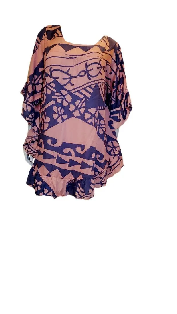 Ruffle Cover Up - Holoholo - Peach Pink and Bluestone