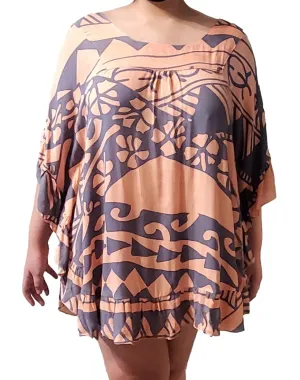 Ruffle Cover Up - Holoholo - Peach Pink and Bluestone
