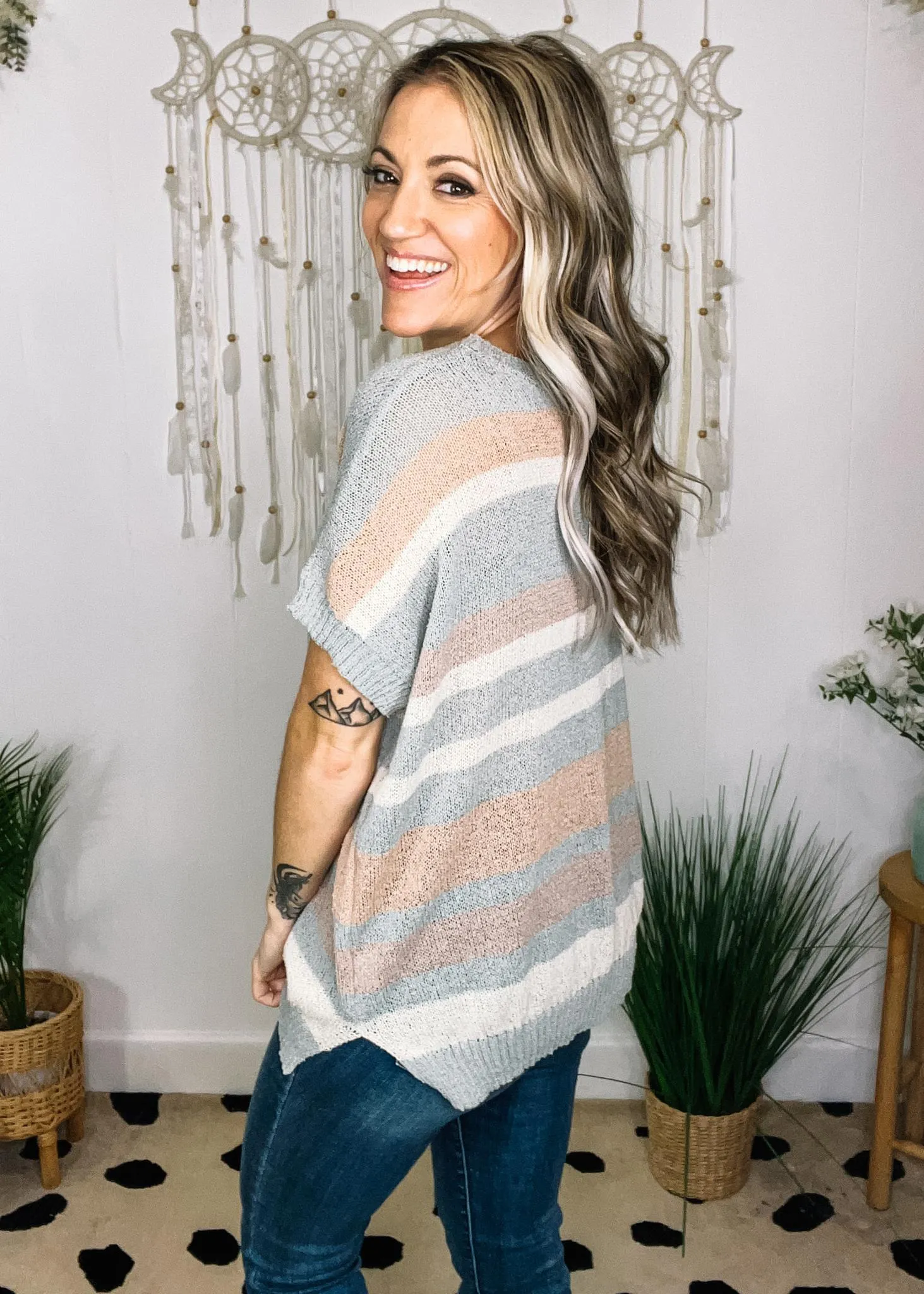 Sage Stripe Knit Top