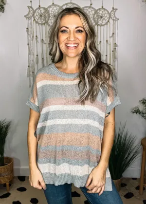 Sage Stripe Knit Top