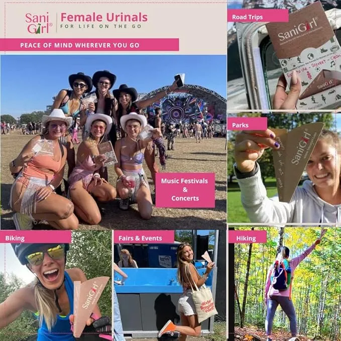 SaniGirl Womens Urination Device | Disposable Pee Funnel | Travel Urinal for Women | Girls Stand to Pee | Female Urination Device Disposable Pee Cups | Bundle 20 Funnels Travel Hiking Festival Camping