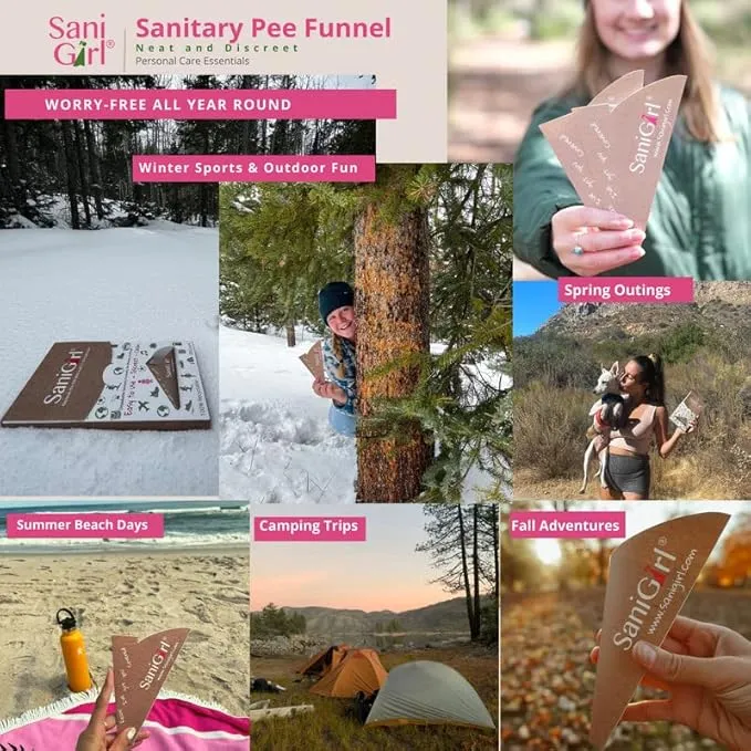SaniGirl Womens Urination Device | Disposable Pee Funnel | Travel Urinal for Women | Girls Stand to Pee | Female Urination Device Disposable Pee Cups | Bundle 20 Funnels Travel Hiking Festival Camping