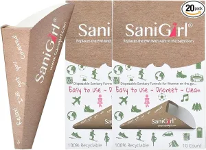 SaniGirl Womens Urination Device | Disposable Pee Funnel | Travel Urinal for Women | Girls Stand to Pee | Female Urination Device Disposable Pee Cups | Bundle 20 Funnels Travel Hiking Festival Camping