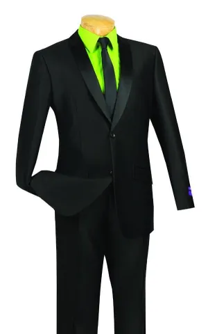 Slim Fit Shiny Sharkskin 2 Piece Suit (Black) S2PS-1