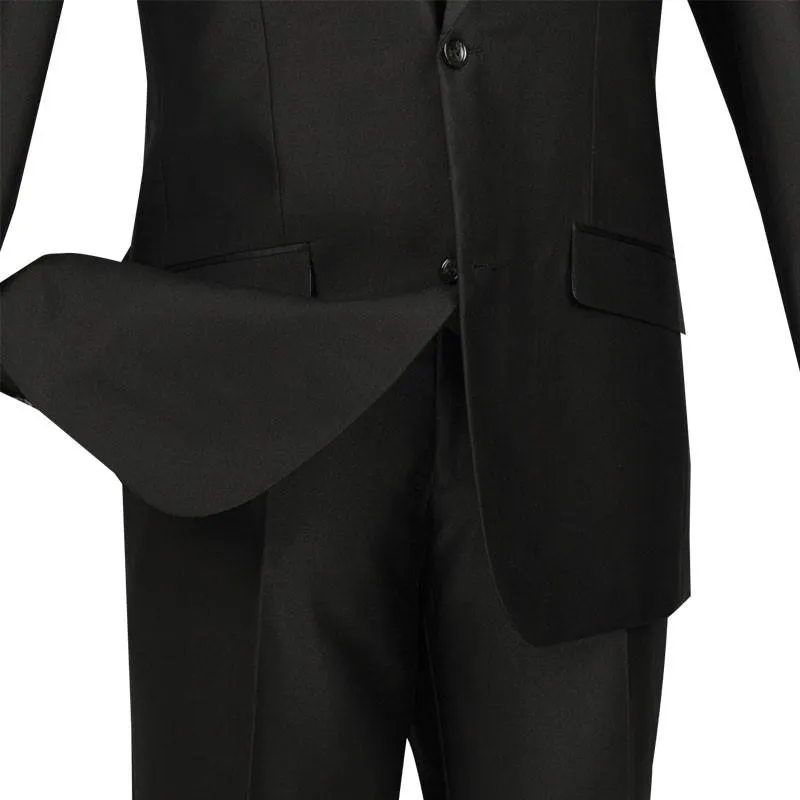 Slim Fit Shiny Sharkskin 2 Piece Suit (Black) S2PS-1