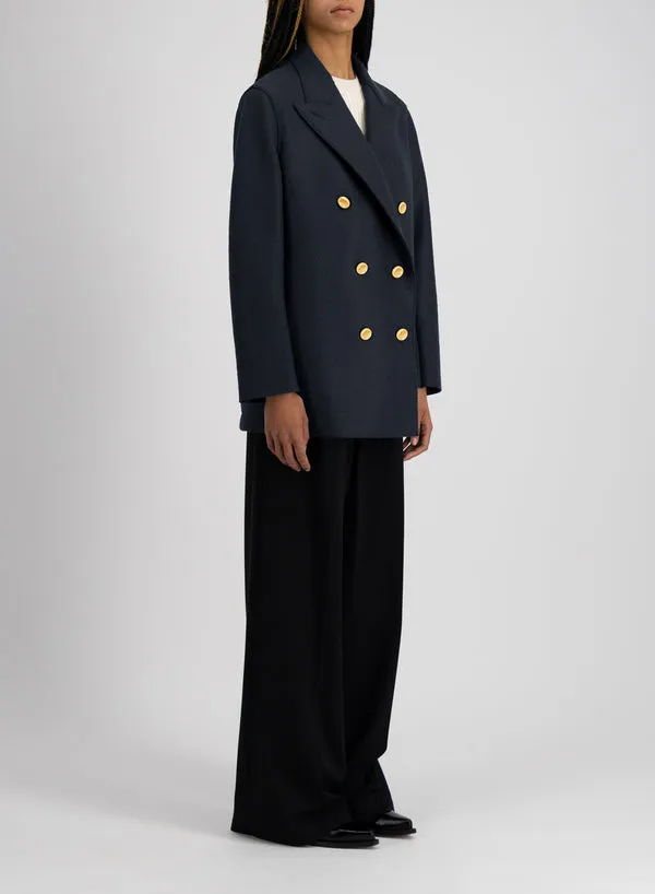 Slouchy Peacoat Pressed Wool