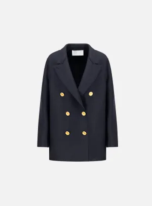 Slouchy Peacoat Pressed Wool
