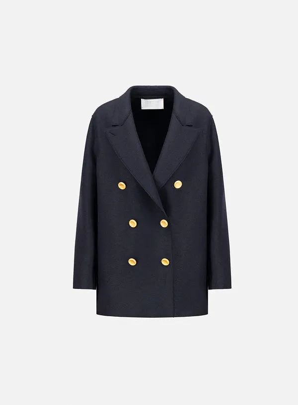 Slouchy Peacoat Pressed Wool