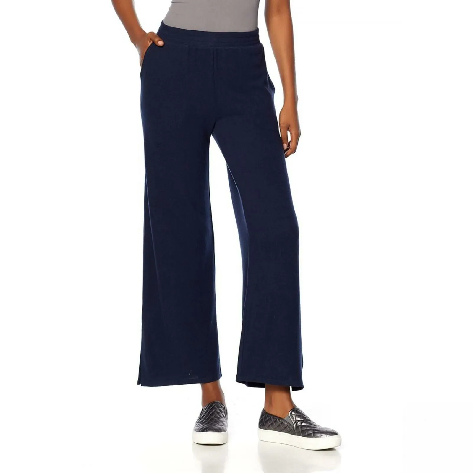 Soft & Cozy Women's Brushed Hacci Knit Pants with Pockets Blue Nights XL