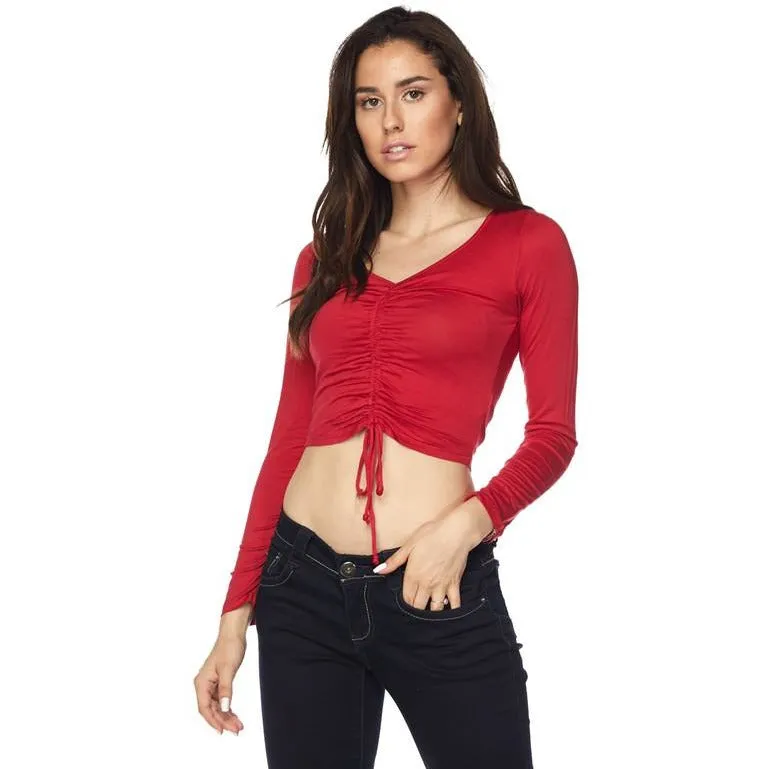 Solid Ruched Front Crop Top (2Ne1 Apparel)