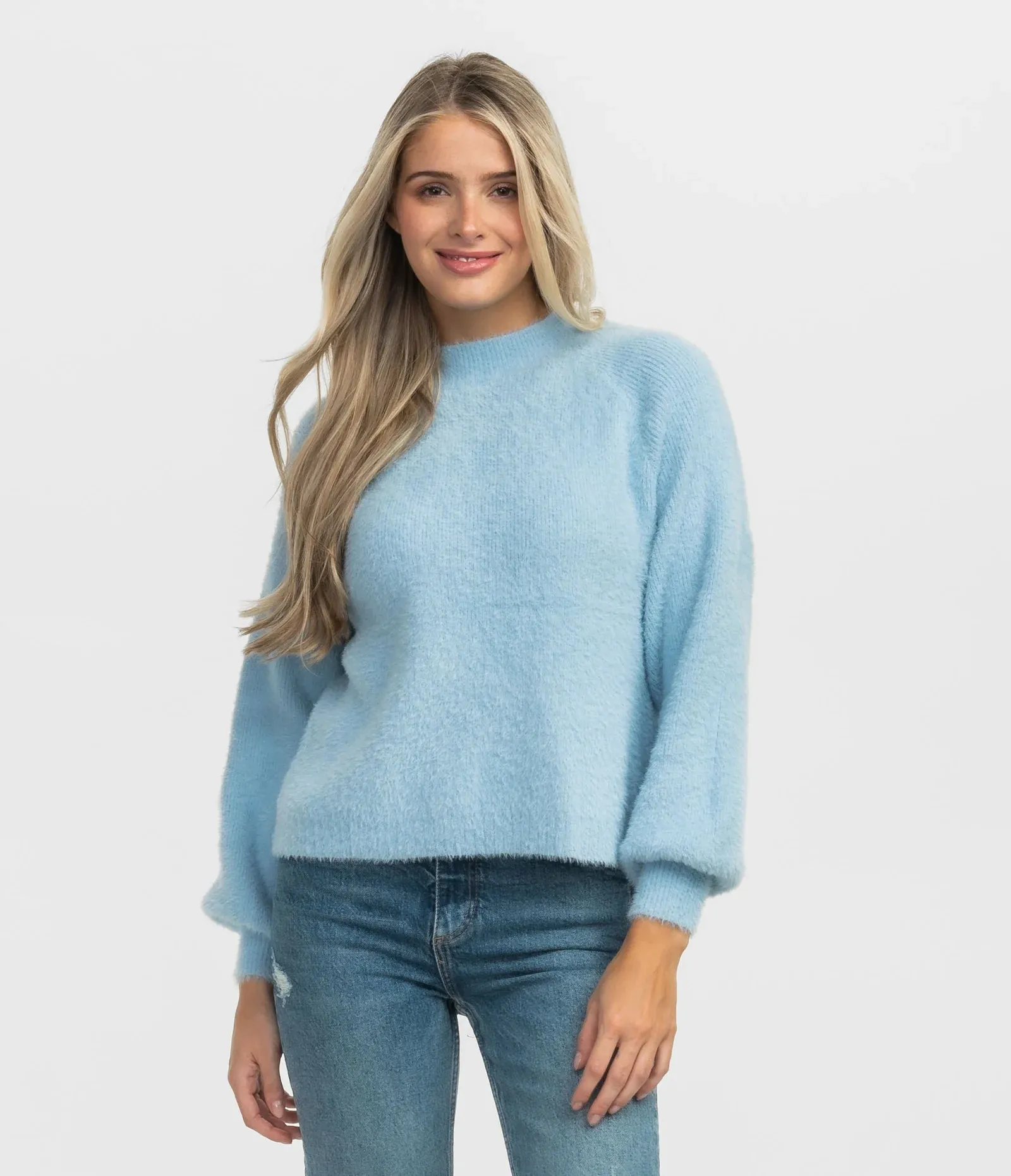 Southern Shirt Feather Knit Mockneck Sweater - Sugar Swizzle
