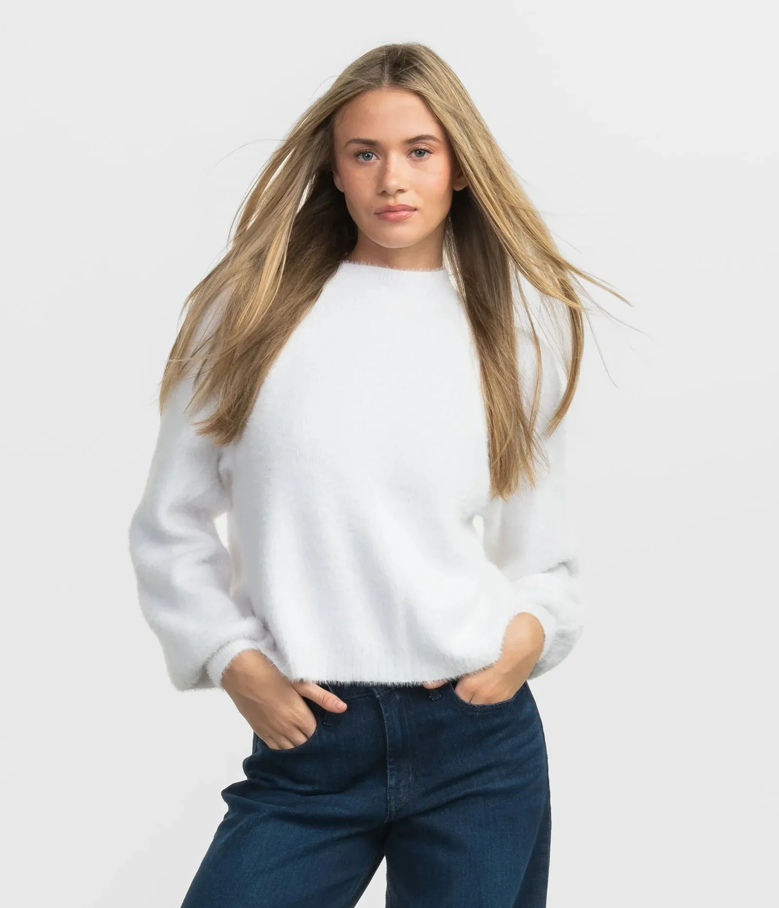 Southern Shirt Feather Knit Mockneck Sweater - Sugar Swizzle