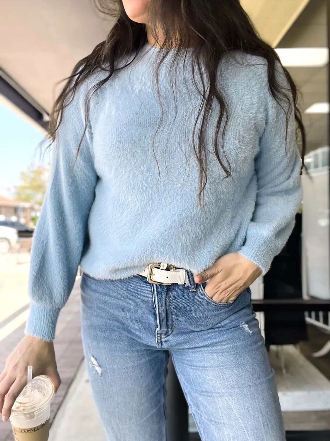 Southern Shirt Feather Knit Mockneck Sweater - Sugar Swizzle