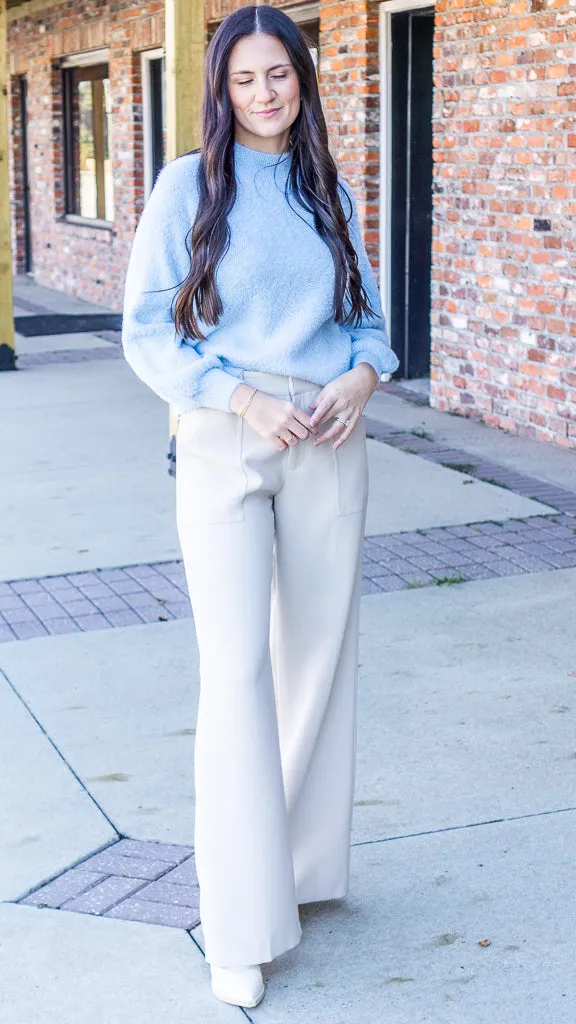 Southern Shirt Feather Knit Mockneck Sweater - Sugar Swizzle