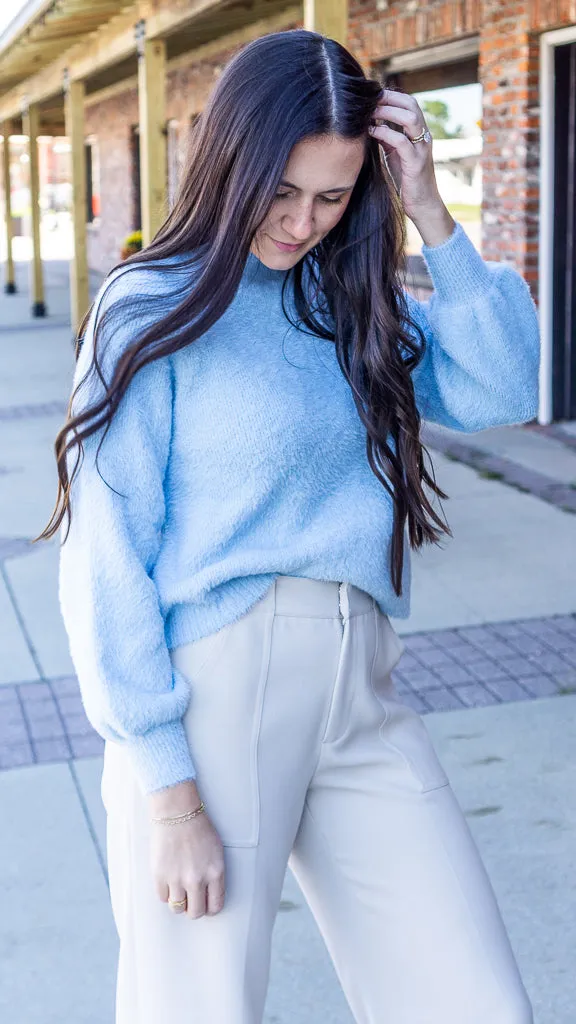 Southern Shirt Feather Knit Mockneck Sweater - Sugar Swizzle