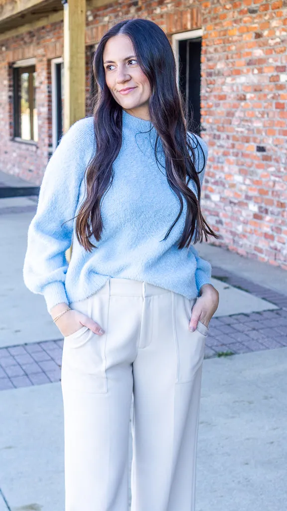 Southern Shirt Feather Knit Mockneck Sweater - Sugar Swizzle