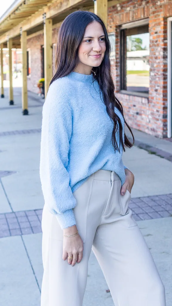 Southern Shirt Feather Knit Mockneck Sweater - Sugar Swizzle