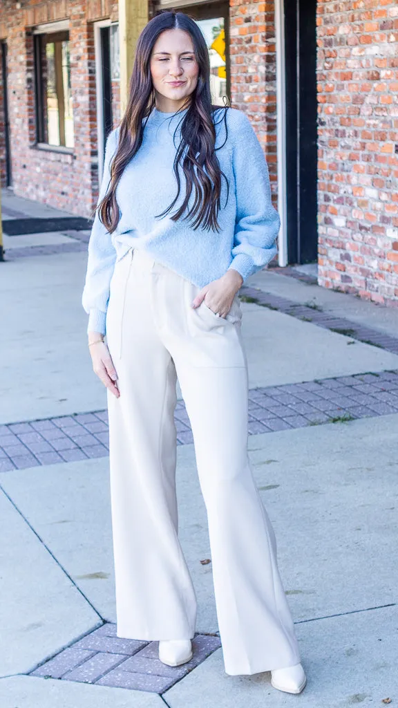 Southern Shirt Feather Knit Mockneck Sweater - Sugar Swizzle