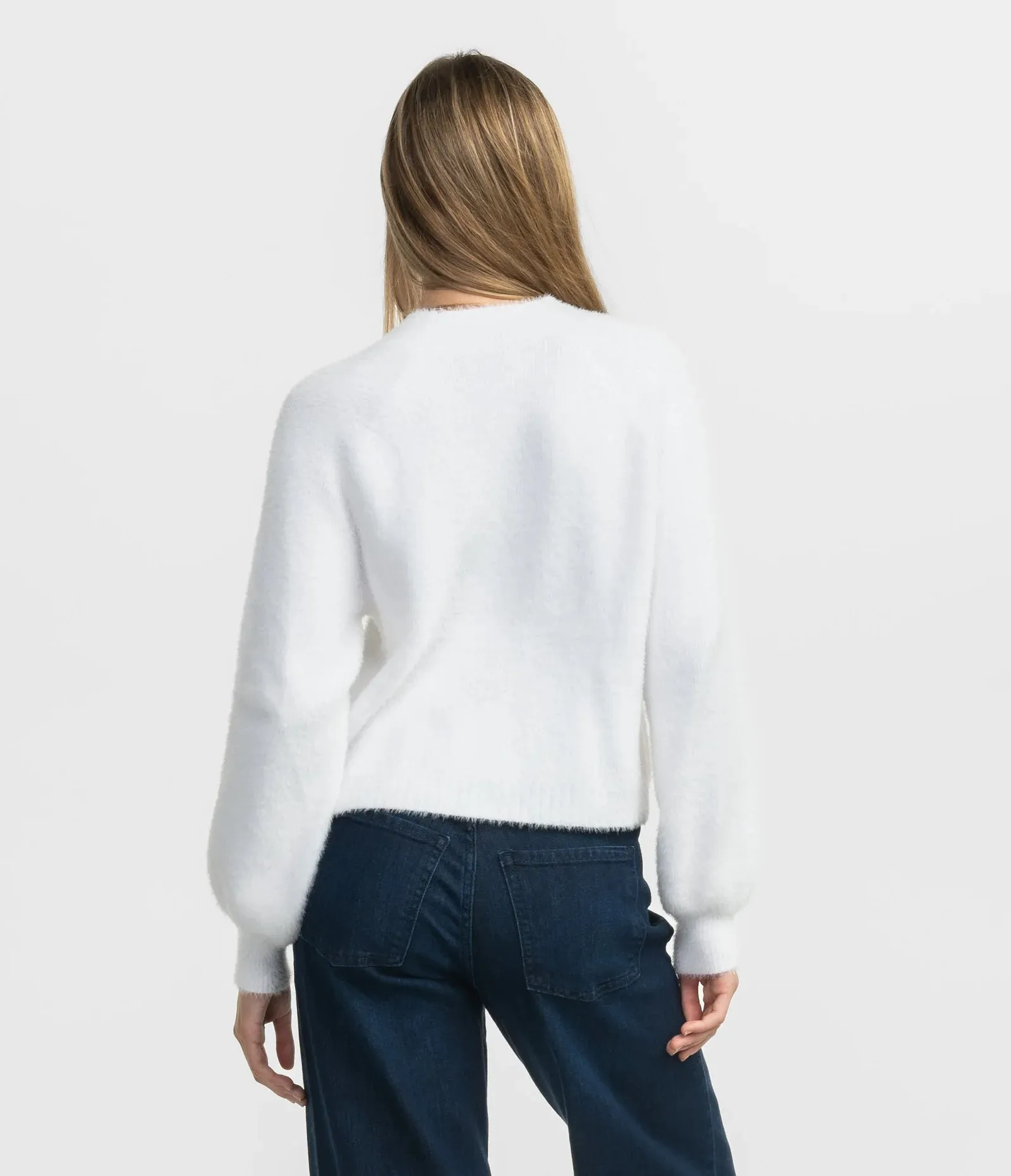Southern Shirt Feather Knit Mockneck Sweater - Sugar Swizzle
