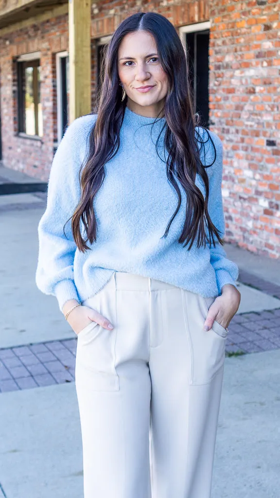 Southern Shirt Feather Knit Mockneck Sweater - Sugar Swizzle