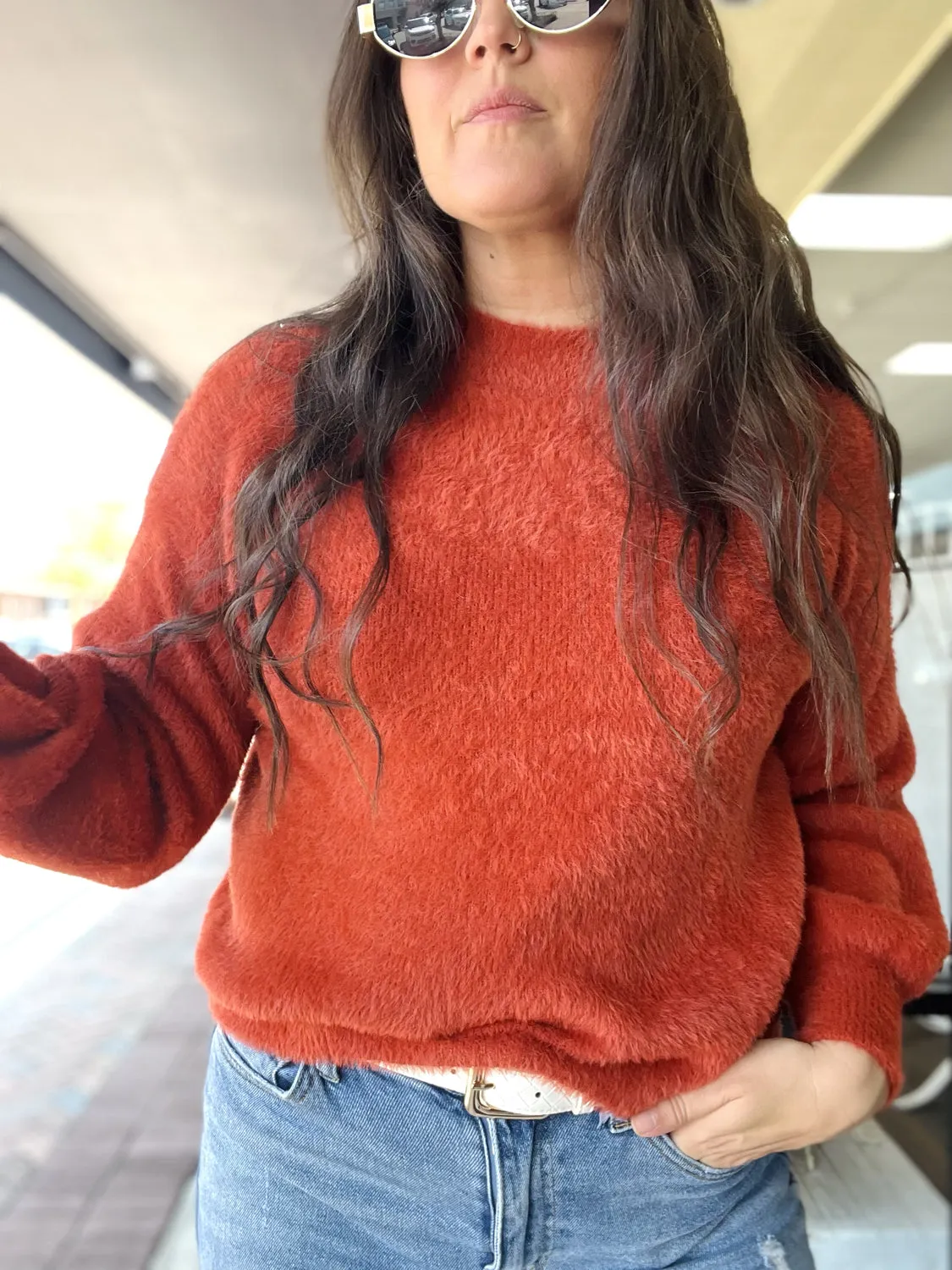 Southern Shirt Feather Knit Mockneck Sweater - Sugar Swizzle