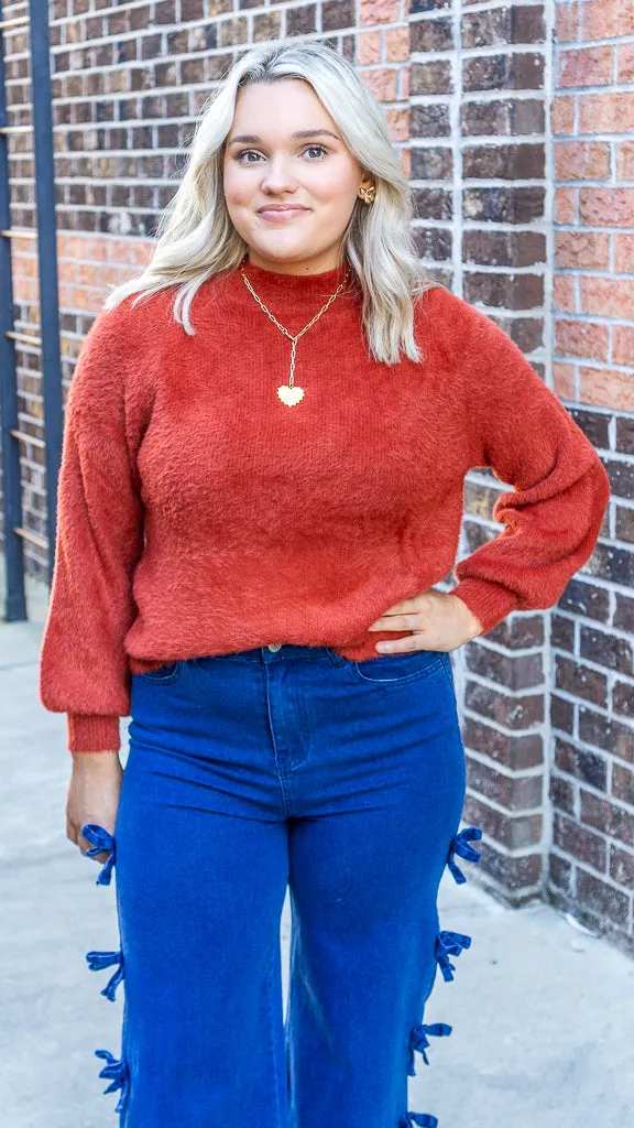 Southern Shirt Feather Knit Mockneck Sweater - Sugar Swizzle