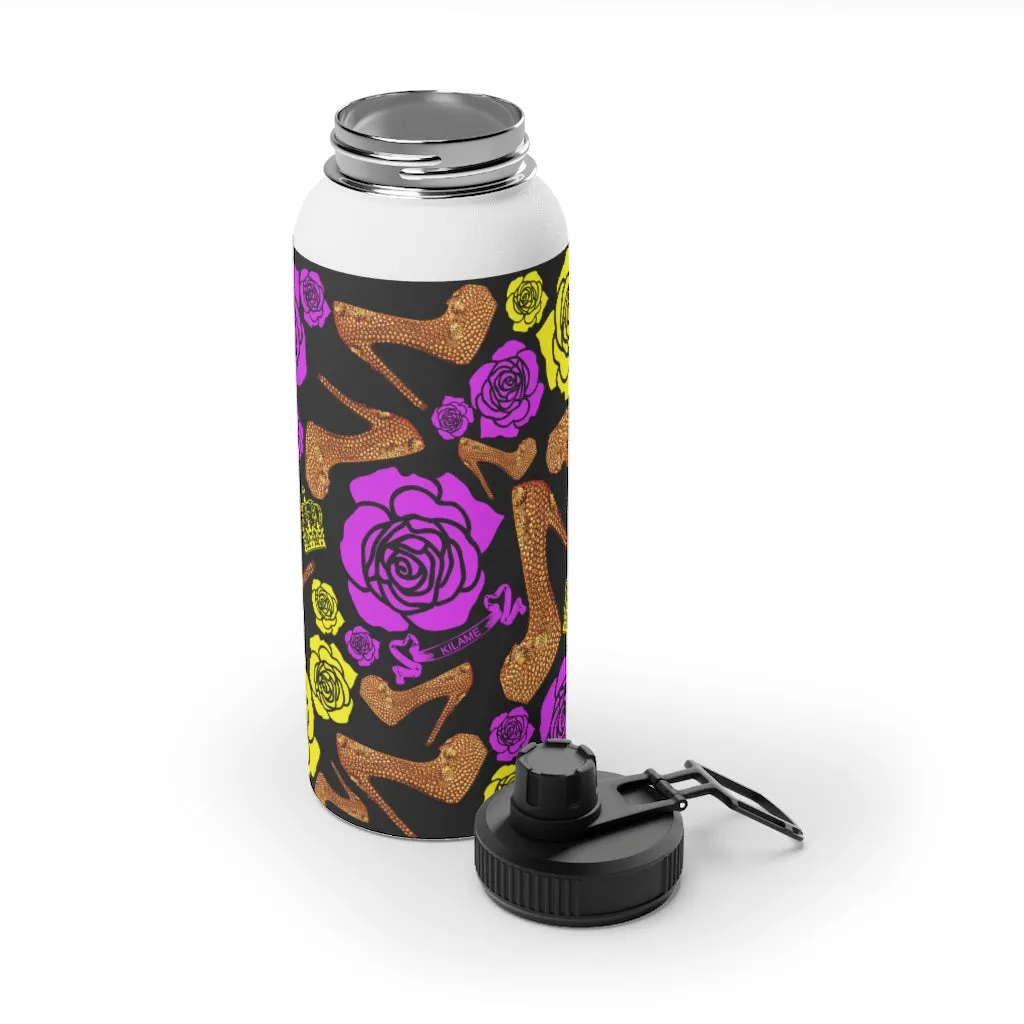 Stainless Steel Water Bottle, Sports Lid 'Purple Gold'