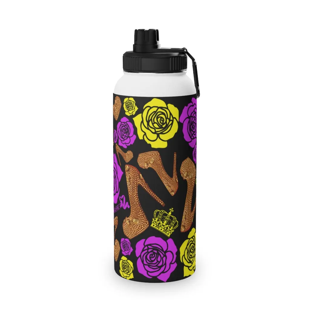 Stainless Steel Water Bottle, Sports Lid 'Purple Gold'