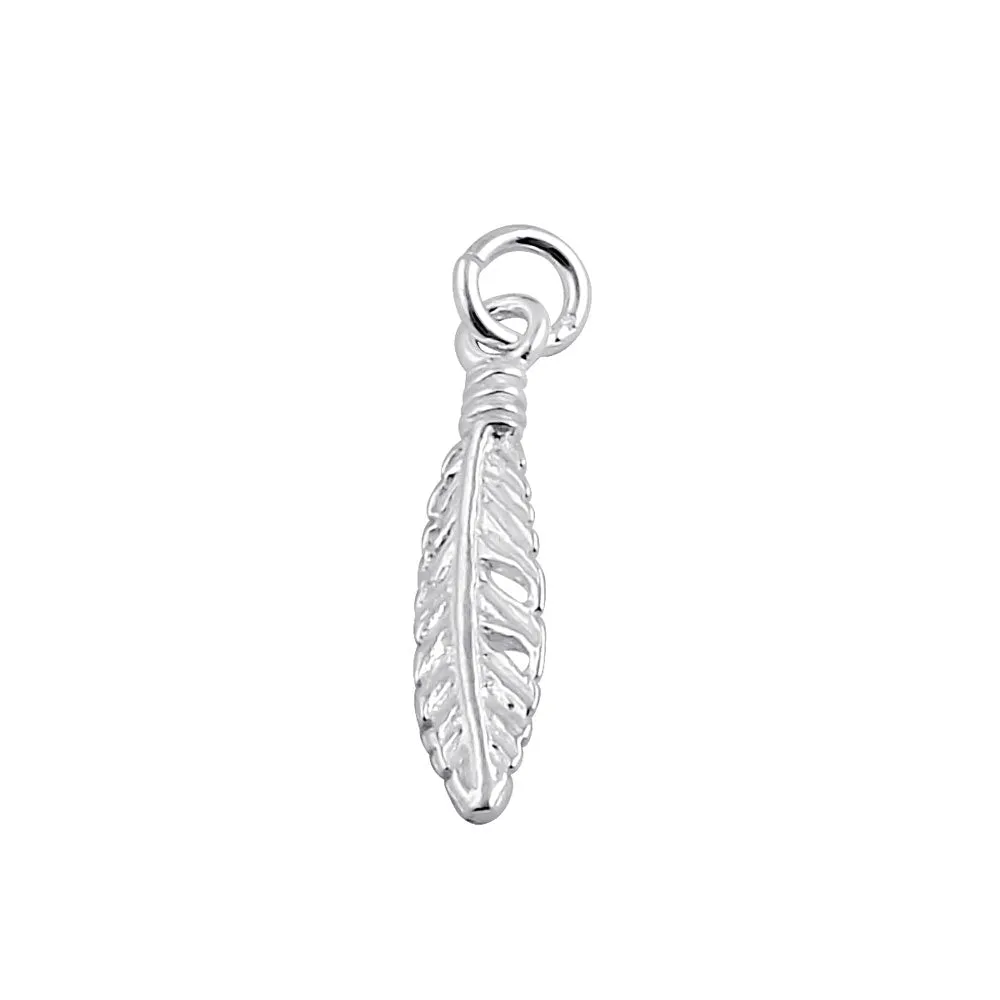 Sterling Silver Trendy Feather Pendant