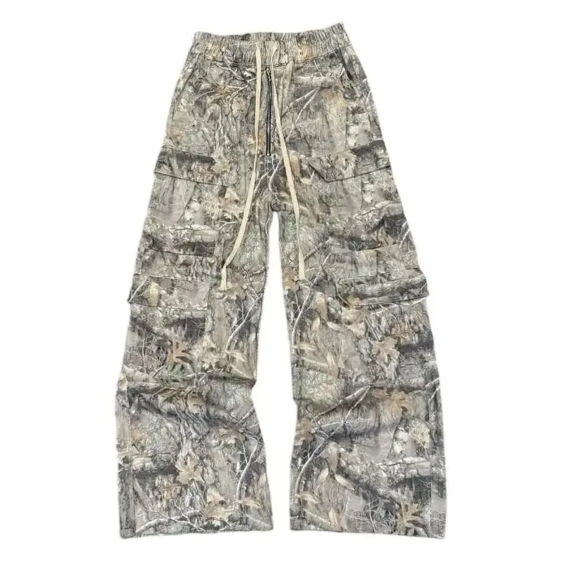 Streetwear Vintage Y2K Cargo Pants Mens Spring Summer Fashionable Multi-pockets Cargo Trousers Men Hip Hop Loose Straight Pants