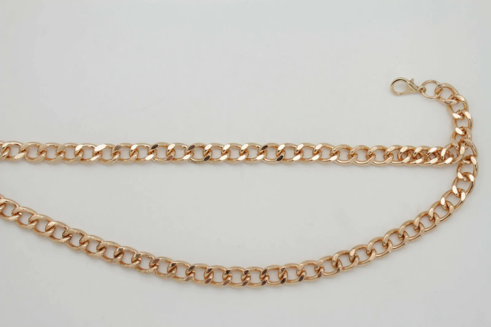 Style Women Gold Elastic Belt Bling Metal Buckle Size S M