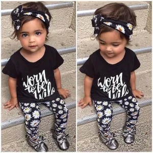 Summer Baby Girl Clothes Cotton Letter Printed Shorts   Pants Baby Clothing Sets Kids Infant Clothes Sets Outfits