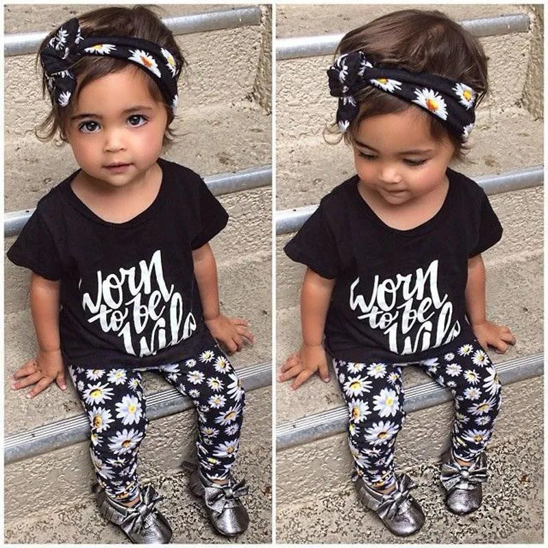 Summer Baby Girl Clothes Cotton Letter Printed Shorts   Pants Baby Clothing Sets Kids Infant Clothes Sets Outfits