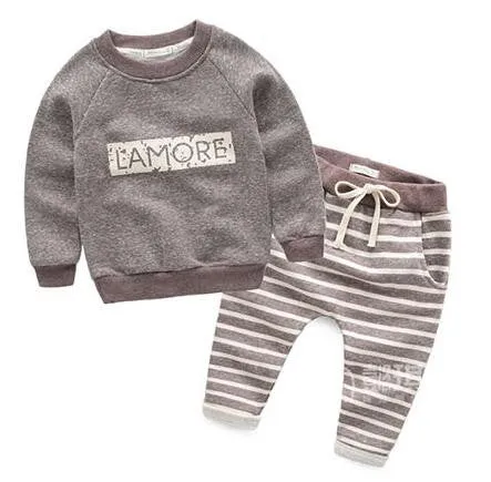 Summer Children Kids Clothes Short Sleeve Cartoon T-Shirt With Striped Pant Boys Clothing Set Sport Suit School Wear Top R5