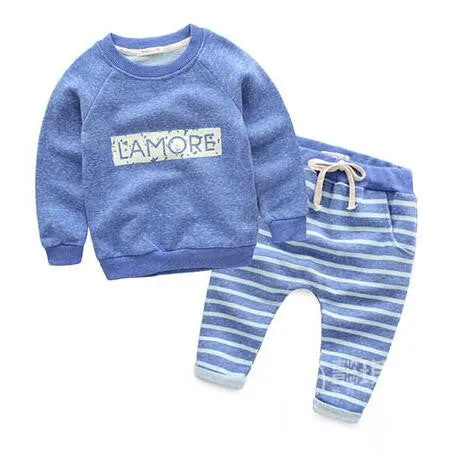 Summer Children Kids Clothes Short Sleeve Cartoon T-Shirt With Striped Pant Boys Clothing Set Sport Suit School Wear Top R5