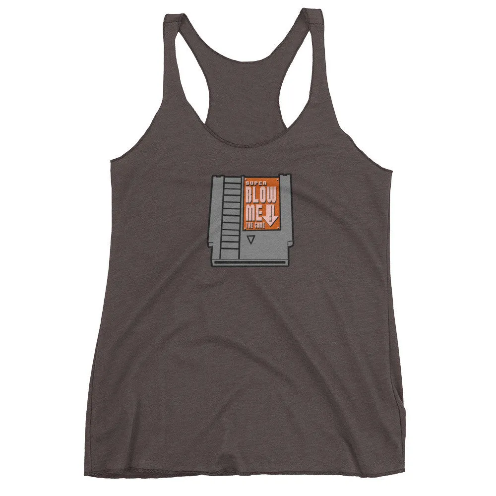 Super Blow Me Game Cartridge Racerback Tank Top