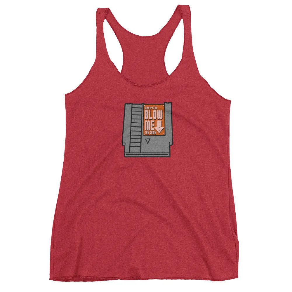 Super Blow Me Game Cartridge Racerback Tank Top