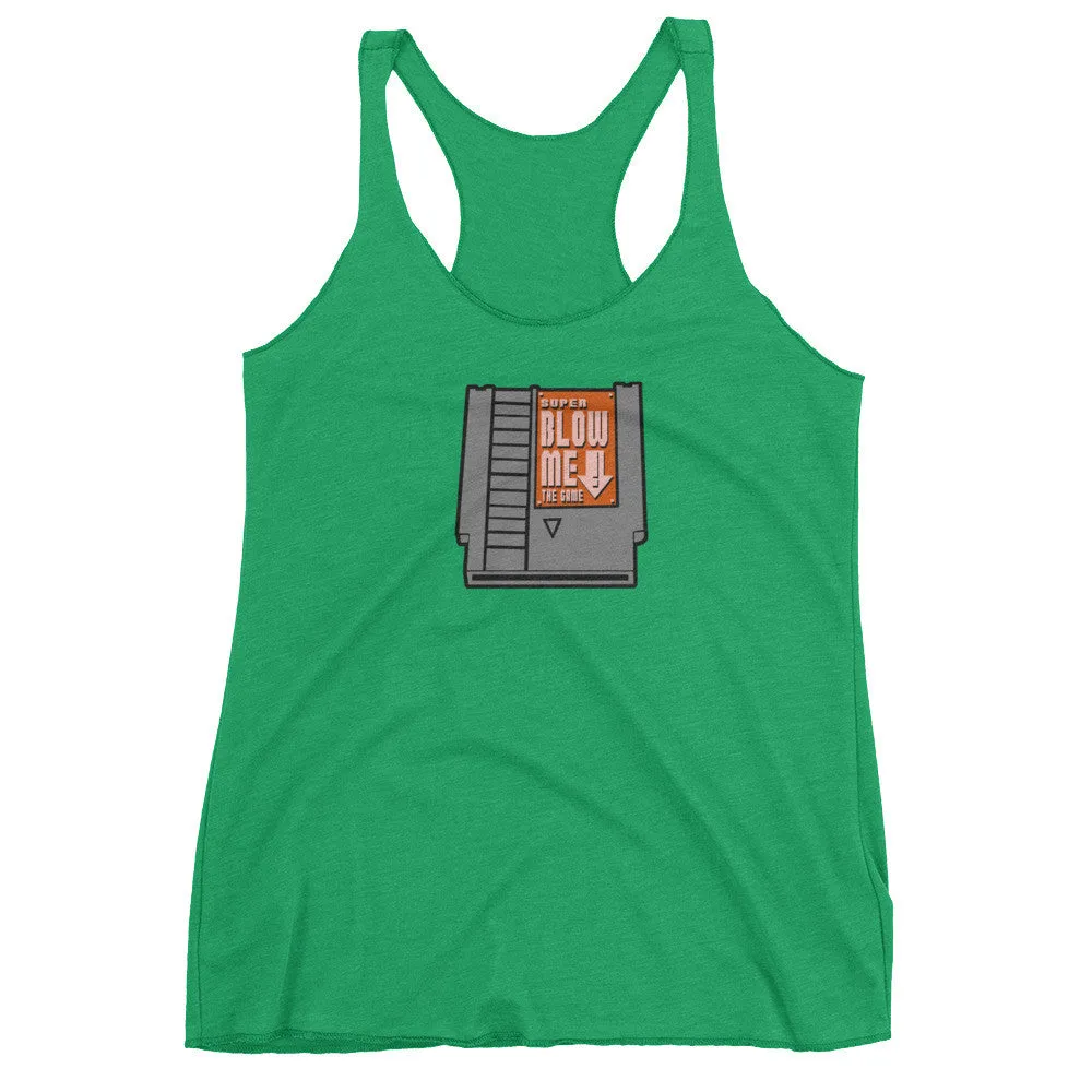 Super Blow Me Game Cartridge Racerback Tank Top
