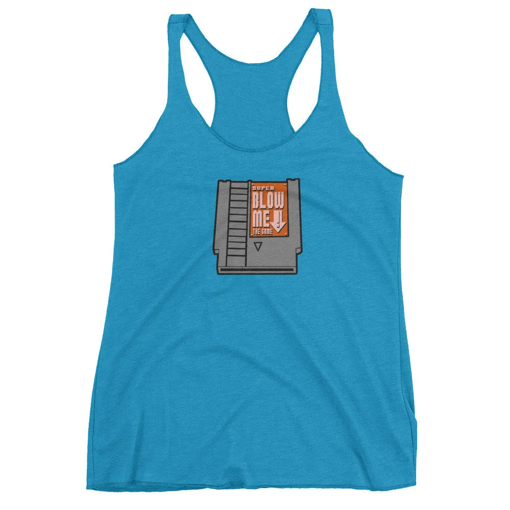 Super Blow Me Game Cartridge Racerback Tank Top