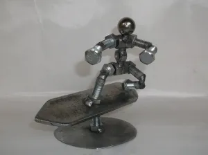 Surfer Metal Bolt Figurine, Upcycled Art, Water Sports