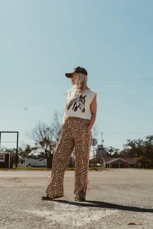 Taupe Animal Bow Track Pants SP2364-2