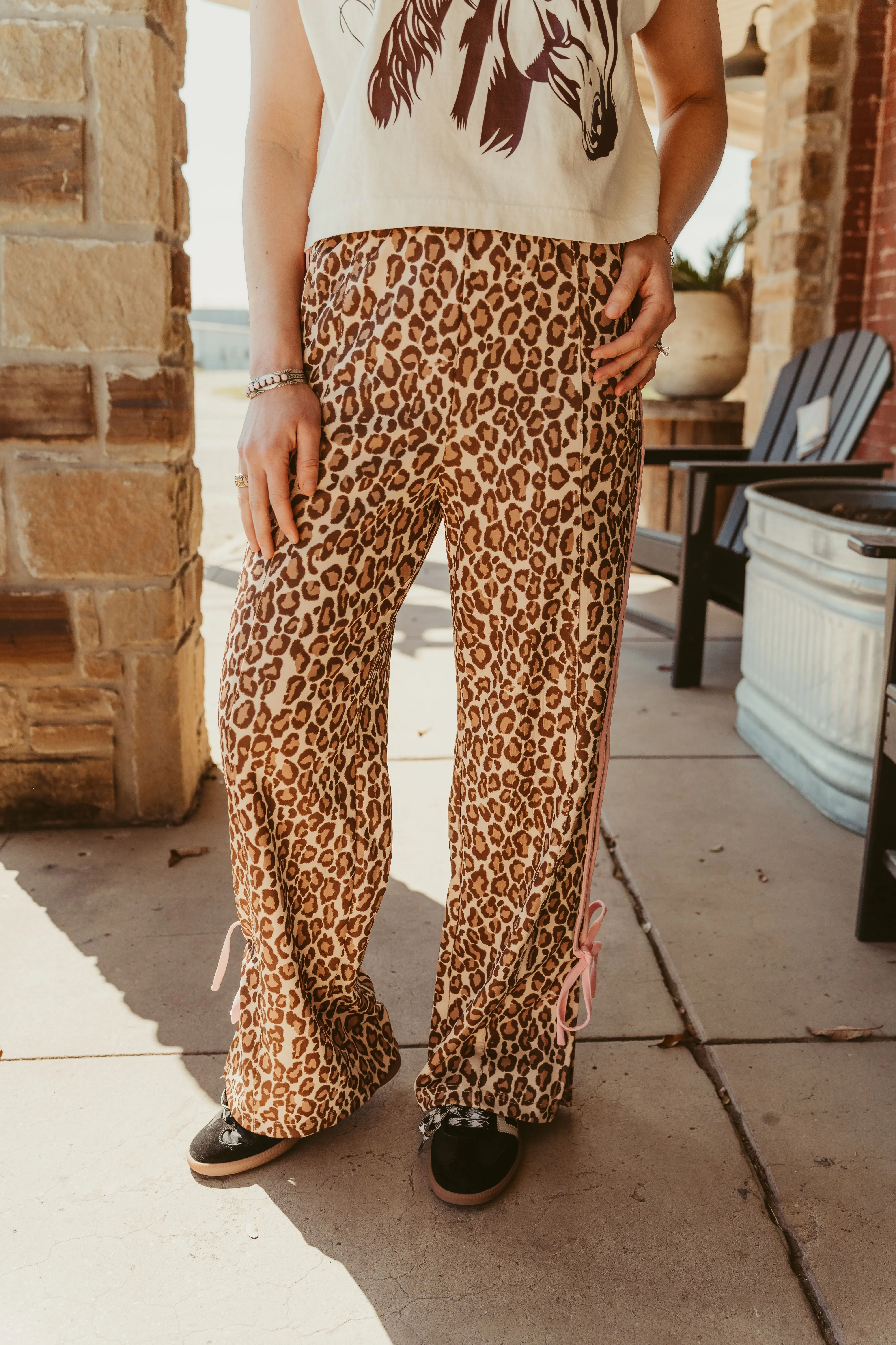 Taupe Animal Bow Track Pants SP2364-2