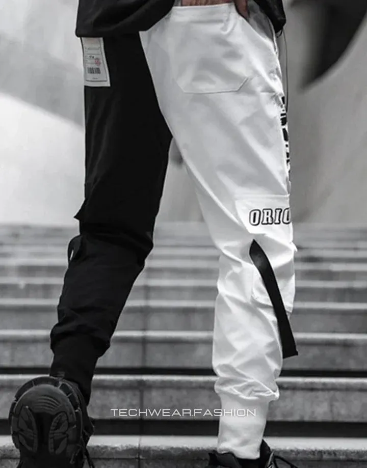 Techwear Black and White Cargo Pants