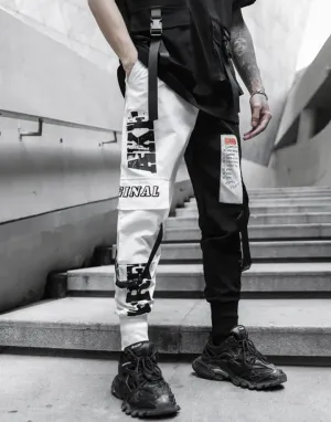 Techwear Black and White Cargo Pants